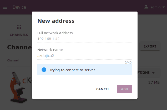 Use the text input fields to add the new address and the name for the local network import